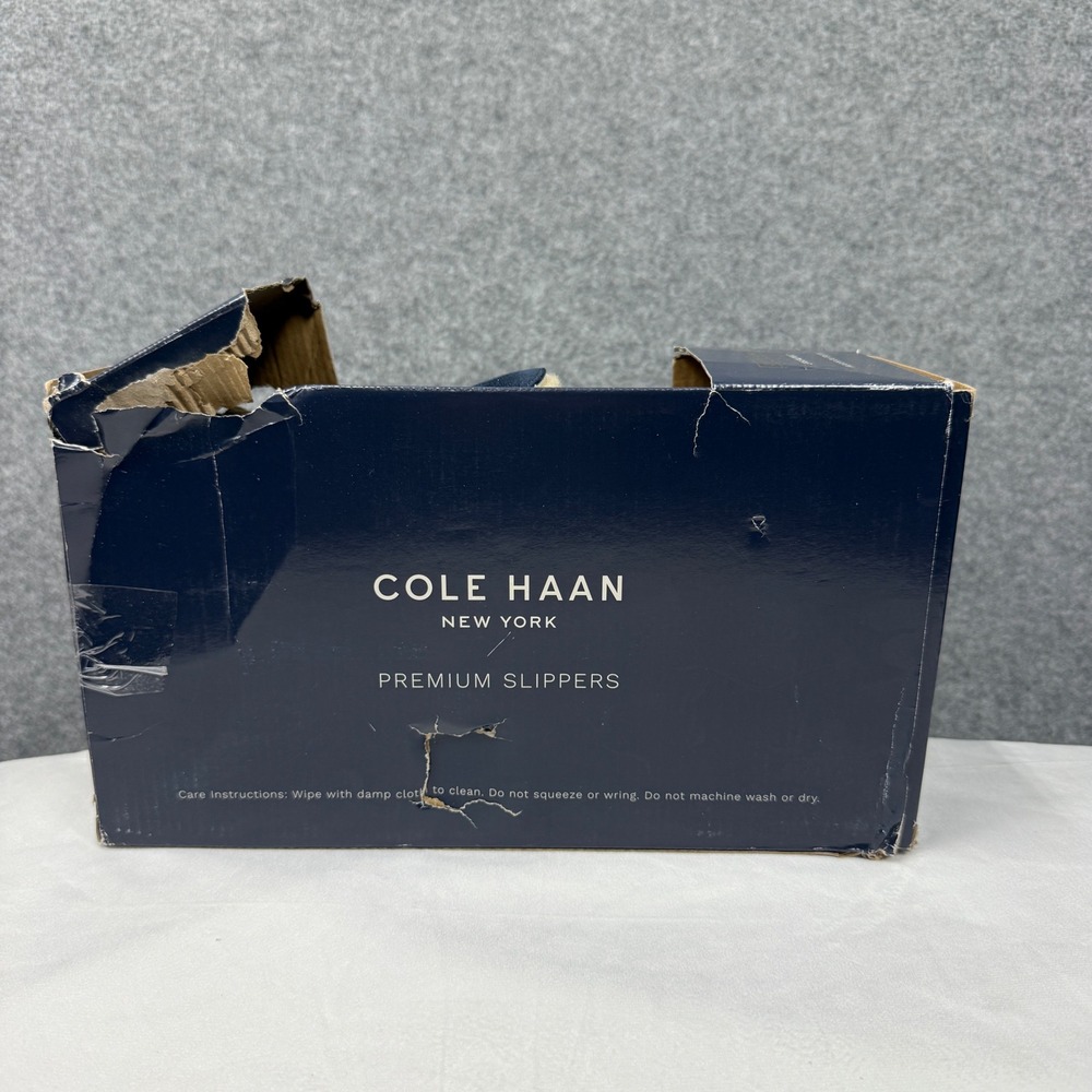 Cole Haan Mens Venetian Plaid Collar Microsuede Slippers Midnight Moon 11 104852 - Picture 12 of 12